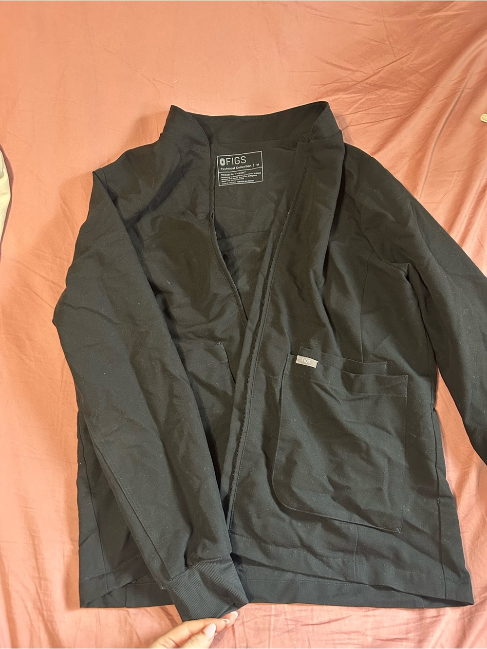 FIGS Black Lightweight Open-Front Shirt Jacket